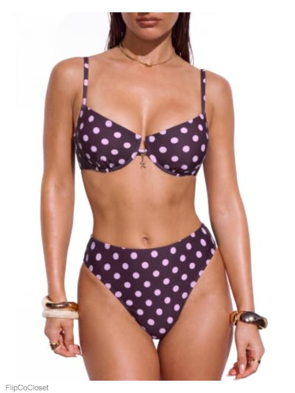 High Waisted Underwire Bikini Set Cheeky High Cut 2 Piece Swimsuit